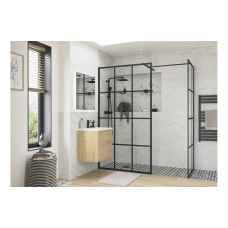 Black Framed Wetroom Glass Return Panel